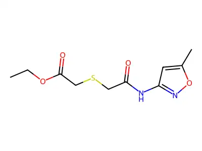 Ethyl 2-((2-((5-methylisoxazol-3-yl)amino)-2-oxoethyl)thio)acetate structure