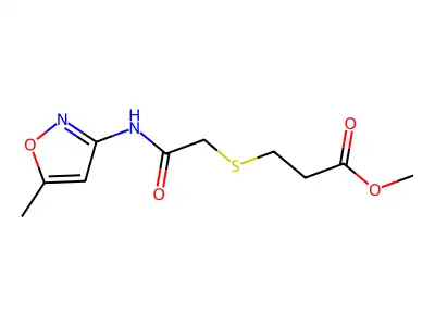 Methyl 3-((2-((5-methylisoxazol-3-yl)amino)-2-oxoethyl)thio)propanoate structure