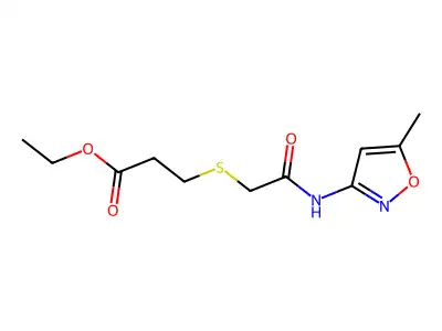Ethyl 3-((2-((5-methylisoxazol-3-yl)amino)-2-oxoethyl)thio)propanoate structure