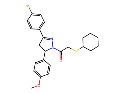 1-[3-(4-BROMOPHENYL)-5-(4-METHOXYPHENYL)-4,5-DIHYDRO-1H-PYRAZOL-1-YL]-2-(CYCLOHEXYLSULFANYL)ETHAN-1-ONE structure