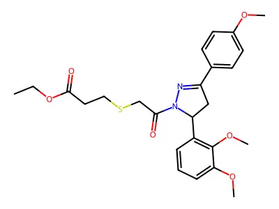 ethyl 3-((2-(5-(2,3-dimethoxyphenyl)-3-(4-methoxyphenyl)-4,5-dihydro-1H-pyrazol-1-yl)-2-oxoethyl)thio)propanoate structure