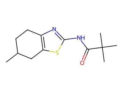 2,2-dimethyl-N-(6-methyl-4,5,6,7-tetrahydro-1,3-benzothiazol-2-yl)propanamide structure