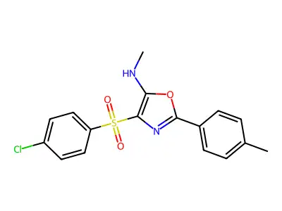 4-((4-chlorophenyl)sulfonyl)-N-methyl-2-(p-tolyl)oxazol-5-amine structure