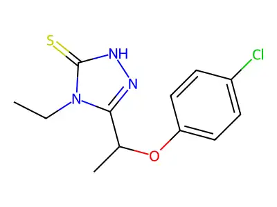 5-[1-(4-chlorophenoxy)ethyl]-4-ethyl-2,4-dihydro-3H-1,2,4-triazole-3-thione structure