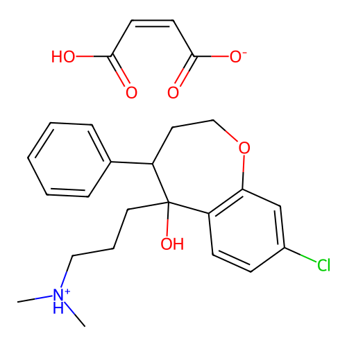 4-Phenyl-5-(3-dimethylaminopropyl)-8-chloro-2,3,4,5-tetrahydro-1-benzoxepin-5-ol maleate structure