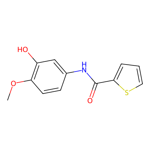 Thiophene-2-carboxylic acid (3-hydroxy-4-methoxy-phenyl)-amide structure