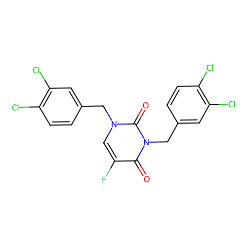 1,3-bis(3,4-dichlorobenzyl)-5-fluoropyrimidine-2,4(1H,3H)-dione structure