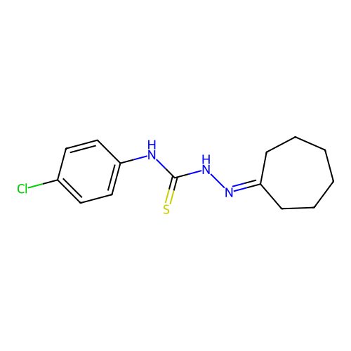 N-(4-chlorophenyl)-2-cycloheptylidenehydrazinecarbothioamide structure