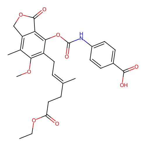 ethyl O-(N-(4-carboxyphenyl)carbamoyl)mycophenolate structure