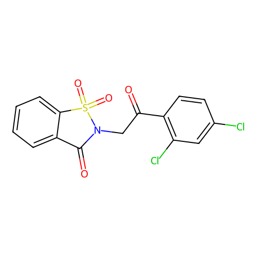 2-[2-(2,4-dichlorophenyl)-2-oxoethyl]-2,3-dihydro-1lambda6,2-benzothiazole-1,1,3-trione structure