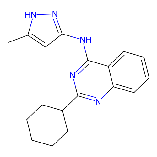 2-cyclohexyl-N-(5-methyl-1H-pyrazol-3-yl)quinazolin-4-amine structure
