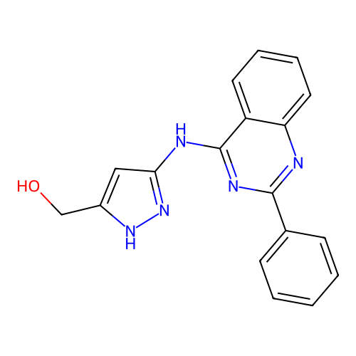 (5-Hydroxymethyl-2H-pyrazol-3-yl)-(2-phenyl-quinazolin-4-yl)-amine structure