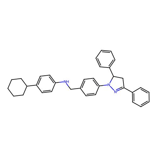 4-cyclohexyl-N-[4-(3,5-diphenyl-4,5-dihydro-1H-pyrazol-1-yl)benzyl]aniline structure