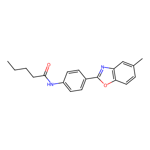 N-[4-(5-methyl-1,3-benzoxazol-2-yl)phenyl]pentanamide structure