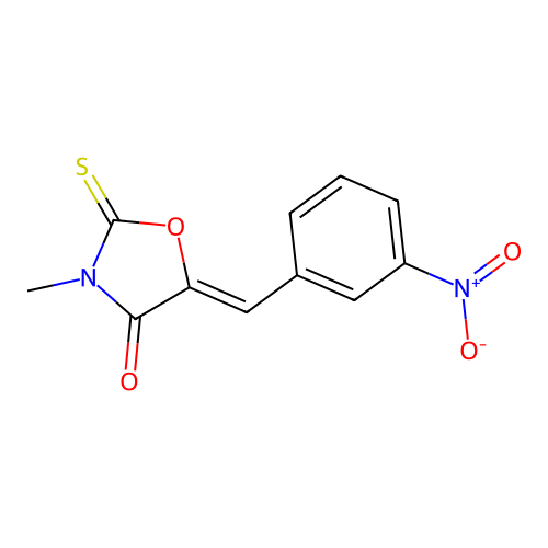 3-Methyl-5-[(3-nitrophenyl)methylidene]-2-sulfanylidene-1,3-oxazolidin-4-one structure