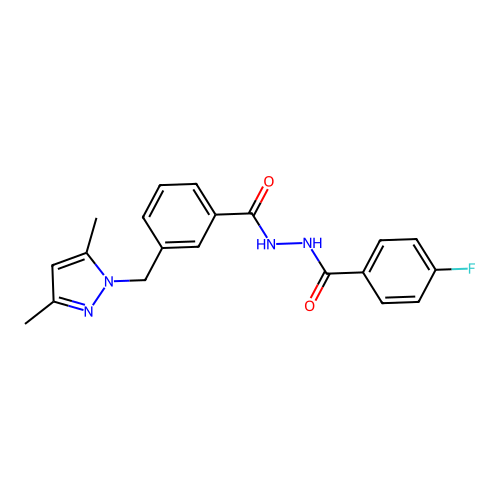 3-[(3,5-dimethylpyrazol-1-yl)methyl]-N'-(4-fluorobenzoyl)benzohydrazide structure