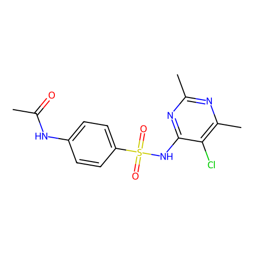 Benzenesulfonamide, 4-acetamido-N-(5-chloro-2,6-dimethyl-4-pyrimidinyl)- structure