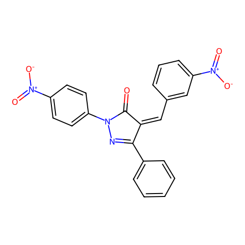 2-(4-nitrophenyl)-4-[(3-nitrophenyl)methylidene]-5-phenyl-pyrazol-3-one structure