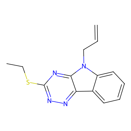 3-Ethylsulfanyl-5-prop-2-enyl-[1,2,4]triazino[5,6-b]indole structure