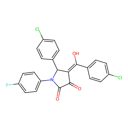 4-(4-chlorobenzoyl)-5-(4-chlorophenyl)-1-(4-fluorophenyl)-3-hydroxy-1H-pyrrol-2(5H)-one structure
