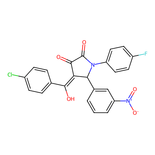 4-(4-chlorobenzoyl)-1-(4-fluorophenyl)-3-hydroxy-5-(3-nitrophenyl)-1H-pyrrol-2(5H)-one structure