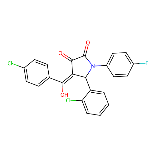 4-(4-chlorobenzoyl)-5-(2-chlorophenyl)-1-(4-fluorophenyl)-3-hydroxy-1H-pyrrol-2(5H)-one structure