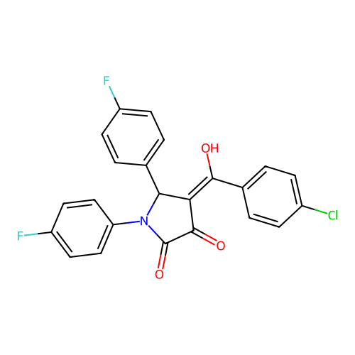 (4E)-4-[(4-chlorophenyl)-hydroxymethylidene]-1,5-bis(4-fluorophenyl)pyrrolidine-2,3-dione structure