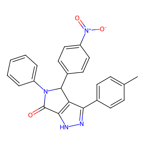 3-(4-methylphenyl)-4-(4-nitrophenyl)-5-phenyl-1,4-dihydropyrrolo[3,4-c]pyrazol-6-one structure
