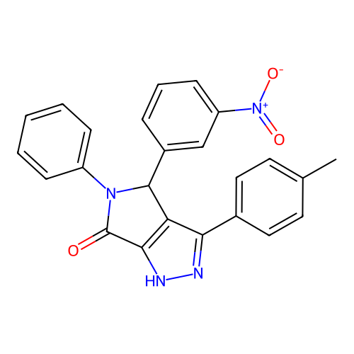 3-(4-methylphenyl)-4-(3-nitrophenyl)-5-phenyl-1,4-dihydropyrrolo[3,4-c]pyrazol-6-one structure