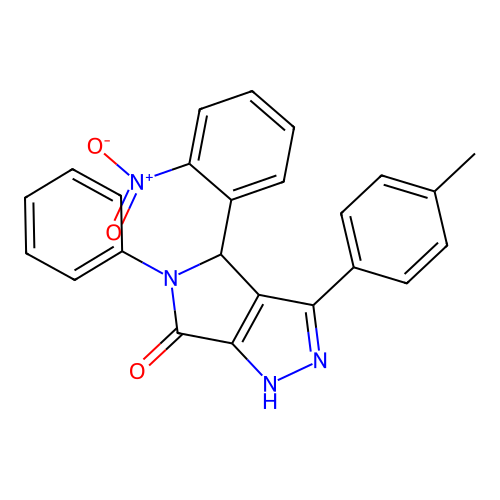 3-(4-methylphenyl)-4-(2-nitrophenyl)-5-phenyl-1,4-dihydropyrrolo[3,4-c]pyrazol-6-one structure