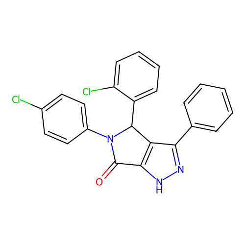 4-(2-chlorophenyl)-5-(4-chlorophenyl)-3-phenyl-1,4-dihydropyrrolo[3,4-c]pyrazol-6-one structure