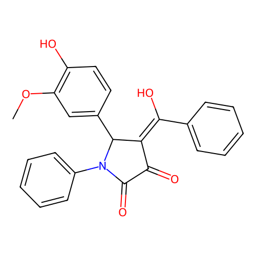 (4E)-5-(4-hydroxy-3-methoxyphenyl)-4-[hydroxy(phenyl)methylidene]-1-phenylpyrrolidine-2,3-dione structure