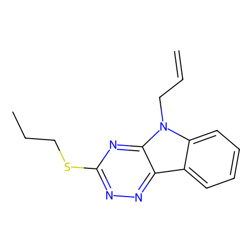 5-Prop-2-enyl-3-propylsulfanyl-[1,2,4]triazino[5,6-b]indole structure