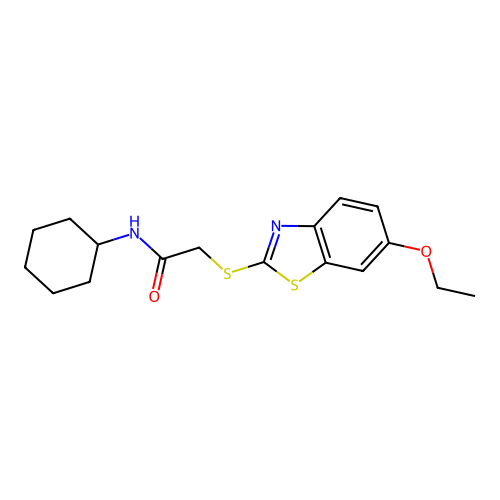 N-cyclohexyl-2-[(6-ethoxy-1,3-benzothiazol-2-yl)sulfanyl]acetamide structure