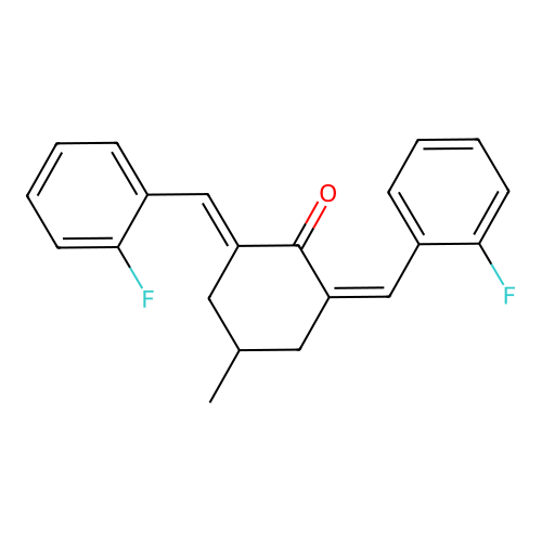 (2Z,6E)-2,6-bis(2-fluorobenzylidene)-4-methylcyclohexanone structure