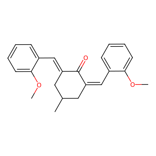 (2Z,6E)-2,6-bis(2-methoxybenzylidene)-4-methylcyclohexanone structure