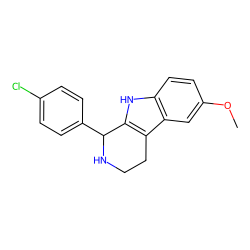 1-(4-chlorophenyl)-6-methoxy-2,3,4,9-tetrahydro-1H-beta-carboline structure