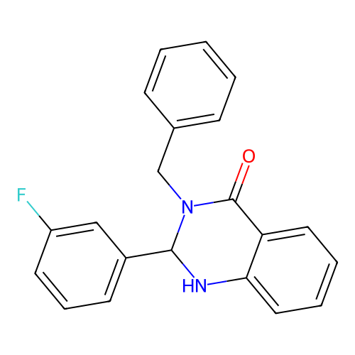 3-benzyl-2-(3-fluorophenyl)-2,3-dihydroquinazolin-4(1H)-one structure