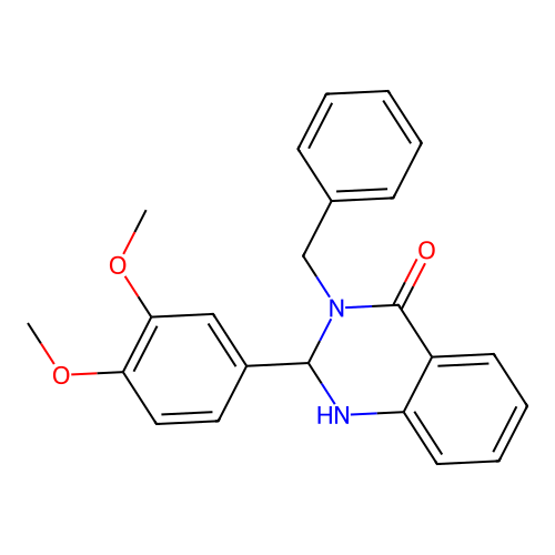3-benzyl-2-(3,4-dimethoxyphenyl)-2,3-dihydroquinazolin-4(1H)-one structure