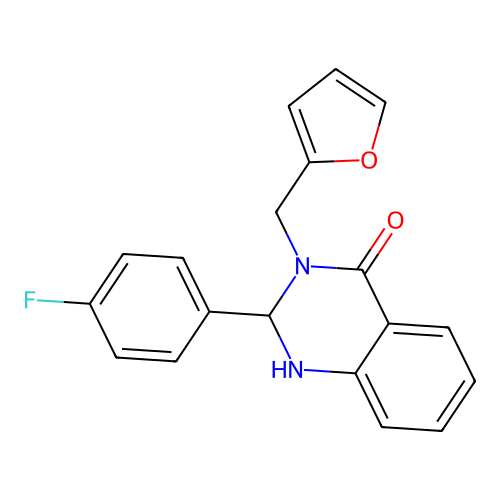 2-(4-fluorophenyl)-3-(furan-2-ylmethyl)-2,3-dihydroquinazolin-4(1H)-one structure