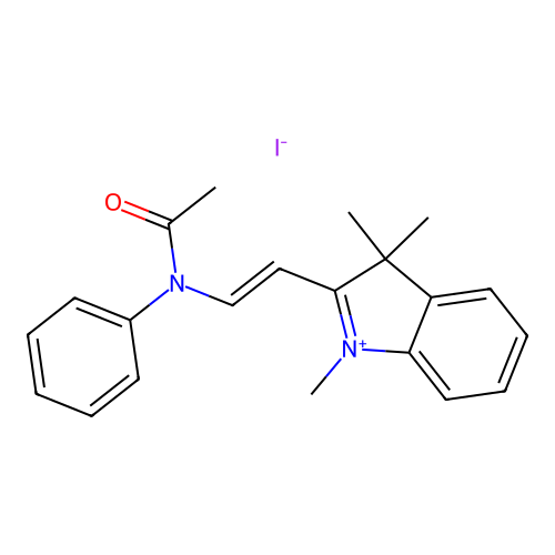3H-Indolium, 2-[2-(acetylphenylamino)ethenyl]-1,3,3-trimethyl-, iodide (1:1) structure