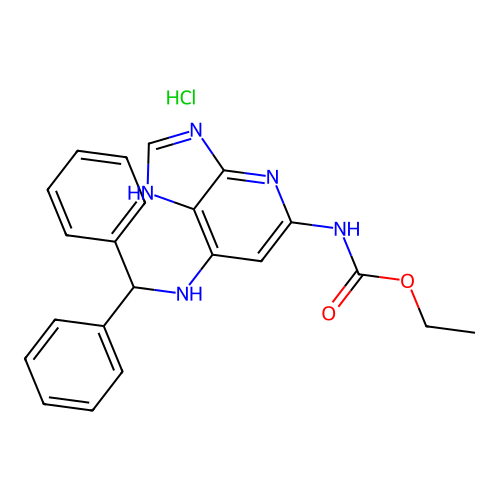 3H-imidazo[4,5-b]pyridine-5-carbamic acid, 7-[(diphenylmethyl)amino]-, ethyl ester, hydrochloride structure