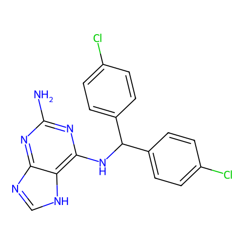 6-N-[bis(4-chlorophenyl)methyl]-7H-purine-2,6-diamine structure