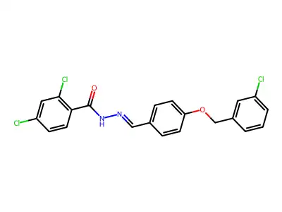 2,4-dichloro-N-[[4-[(3-chlorophenyl)methoxy]phenyl]methylideneamino]benzamide structure
