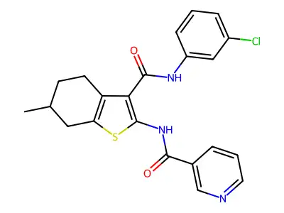 N-{3-[(3-chlorophenyl)carbamoyl]-6-methyl-4,5,6,7-tetrahydro-1-benzothiophen-2-yl}pyridine-3-carboxamide structure