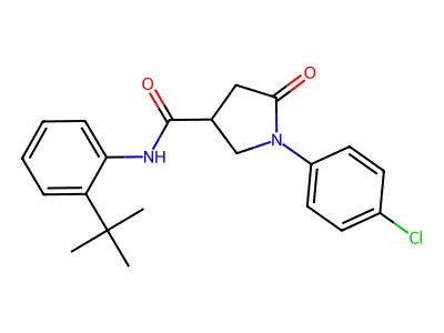 N-(2-tert-butylphenyl)-1-(4-chlorophenyl)-5-oxopyrrolidine-3-carboxamide structure