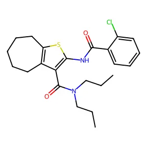 2-[(2-chlorobenzoyl)amino]-N,N-dipropyl-5,6,7,8-tetrahydro-4H-cyclohepta[b]thiophene-3-carboxamide structure