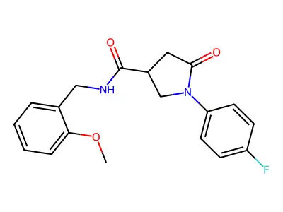 1-(4-fluorophenyl)-N-(2-methoxybenzyl)-5-oxopyrrolidine-3-carboxamide structure