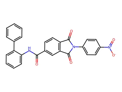 2-(4-nitrophenyl)-1,3-dioxo-N-(2-phenylphenyl)isoindole-5-carboxamide structure