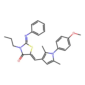 (2Z,5Z)-5-{[1-(4-methoxyphenyl)-2,5-dimethyl-1H-pyrrol-3-yl]methylidene}-2-(phenylimino)-3-propyl-1,3-thiazolidin-4-one structure